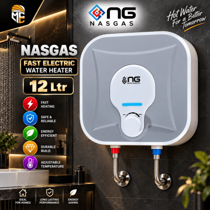NASGAS 12 Ltr Fast Electric Water Heater | Electric Geyser 12 Liter