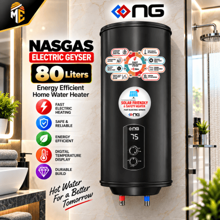 NASGAS Electric Geyser 80 Liter | Energy Efficient Fast Electric Water Heater for Home